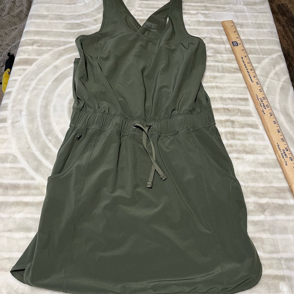 Patagonia Olive Sleeveless Drawstring Active Mini Dress